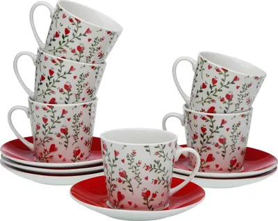 Zdjęcie produktu dla Versa zestaw kubków do kawy serduszka 6 sztuk porcelana - Marka EAN: 8420327541055