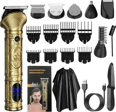 Produktbild von INF 6-in-1 USB-Lade-Multifunktions-Pflegeset - Haarschneider-Set Gold