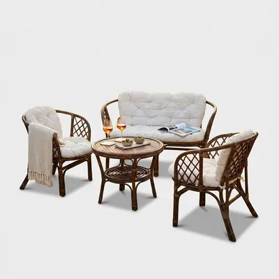 Produktbild von Gartenlounge aus Polyrattan mit Kissen Bahamas - Braun