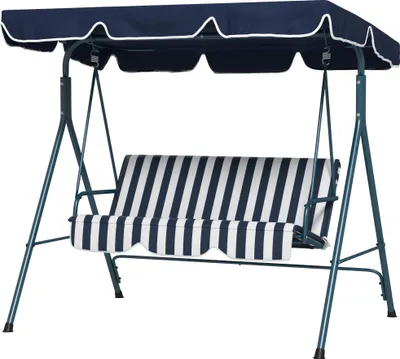 Produktbild von Hollywoodschaukel Gartenschaukel 3-Sitzer, wetterbeständig, verstellbares Dach, 172 x 110 x 153, Blau