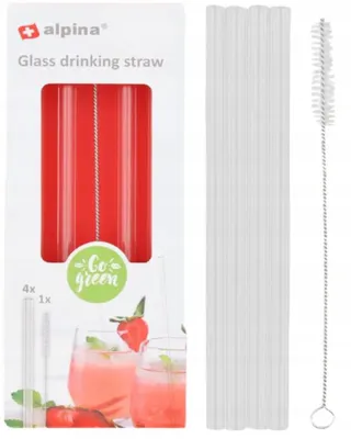 Produktbild von Alpina Glasstrohhalme 4 Stück inkl. Reiniger