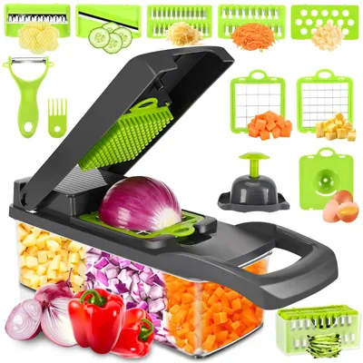 Produktbild von Gemüseschneider 16-in-1 Mehrzweck Kartoffel- und Zwiebelschneider Obstschneider