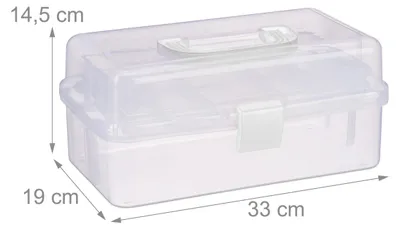 Produktbild von Relaxdays Aufbewahrungsbox, 9 Fächer, Sortierbox, 14,5 x 33 x 19 cm, transparent/weiß