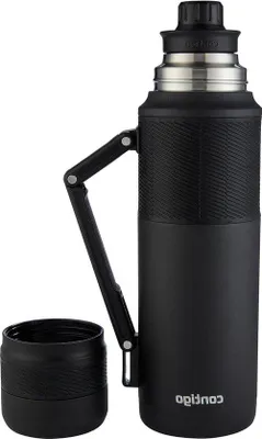 Obrázok produktu pre Izolovaná cestovná fľaša z nehrdzavejúcej ocele, nepreteká, bez obsahu BPA, matné čierne viečko, 740 ml/1200 ml