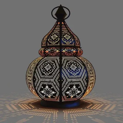 Produktbild von Famanu Metalllaterne 28 cm hoch - Schwarz-Kupfer