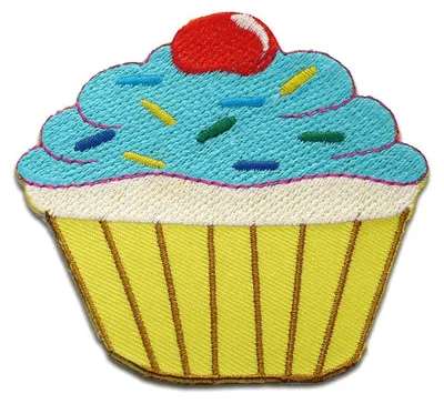 Produktbild von Muffin Cupcake Mit Kirsche/Streusel - Aufnäher, Bügelbild, Aufbügler, Applikationen, Patches, Flicken, Zum Aufbügeln, Größe: 7,9 x 7,6 cm