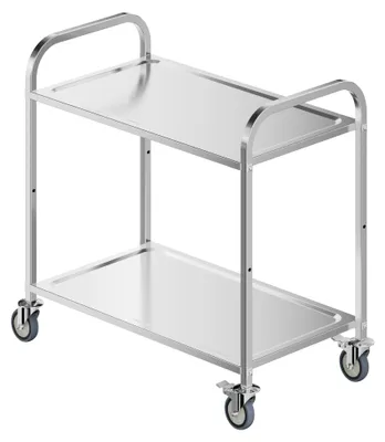 Produktbild von Edelstahl Servierwagen 2 Etagen bis 150kg Küchenwagen Rollwagen Leichtlaufräder mit Bremsen