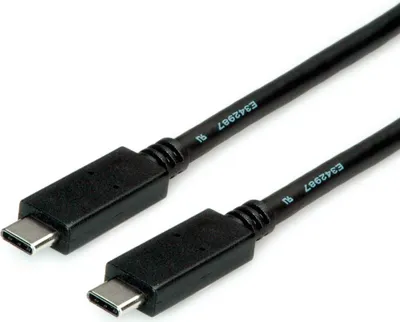 Produktbild von ROLINE USB 3.2 Gen 2 Kabel, USB C-C, ST/ST, 4K UHD-1, 10Gbit/s, Emark, 100W, schwarz, 2 m