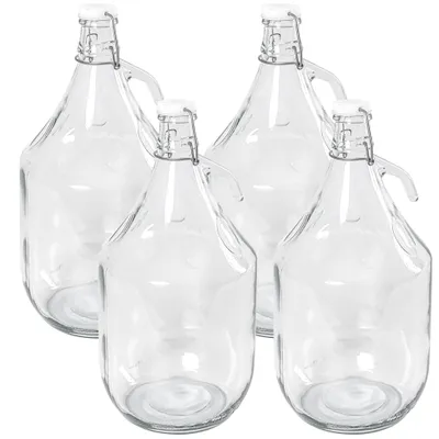 Produktbild von MIKONI 4 STÜCK x Bügelflaschen 5L, Gärballon mit Bügelverschluss, Glasballon Weinballon Fass 5000 ml Weithalsballon Flasche