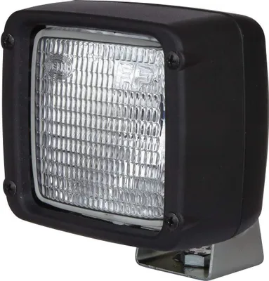 A close-up studio shot of a black and silver work light.
