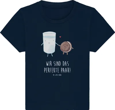Produktbild von Mr. & Mrs. Panda Babyshirt Milch Keks 24. - 36. Monat - French Navy - Geschenk, Milk,  T-Shirt, Kinder Shirt, Kekse, Kaffee, Cookie, Baby Top, Lustige Sprüche