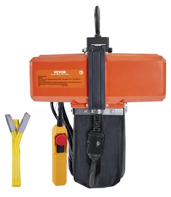 Productafbeelding van VEVOR Elektrische kettingtakel, draagvermogen 1100 lbs, hefhoogte 15 ft, snelheid 9,2 ft/min, 230 V, eenfasige brugkraan met G100-ketting, 10 ft bedieningskabel