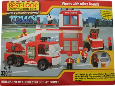 Produktbild von BEST-LOCK Bausteine Feuerwehrstation Feuerwehr 330 tlg. Löschfahrzeug Spielzeug