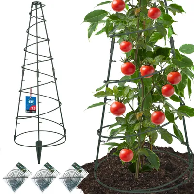 Image de KOTARBAU® Lot de 3 tuteurs modulaires ⌀35 cm, coniques, hauteur 90 cm – Treillis pour plantes grimpantes et légumes, tuteurs pour tomates, supports pour plantes en plastique