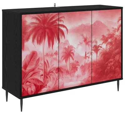 Produktbild von Sideboard AACHEN Schwarz Eichen-Optik 102 x 33 x 76 cm