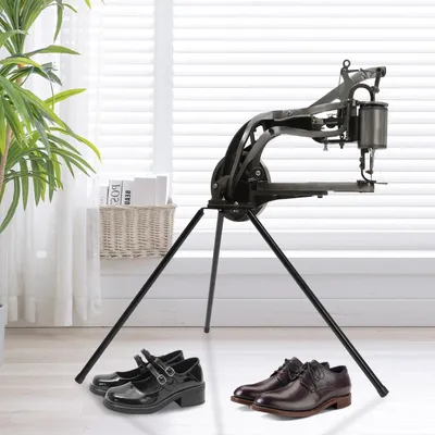 Produktbild von Leder Nähmaschine - Handkurbel Schuhmacher Nähmaschine - Kettenstich - Schwerlast für Schuhreparatur - Stichlänge 6 mm - 6 Lager - Schwarz