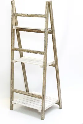 Produktbild von Klappregal aus Holz, weiß / braun, Shabby Chic, 3 Böden