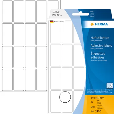 Produktbild von Vielzwecketiketten weiß 19x40 mm Papier matt 640 St.