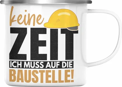 Produktbild von Trendation - Bauherr Geschenk Spruch Emaille Tasse Bauherrin Männer Lustiger Spruch Baustelle (Silber)