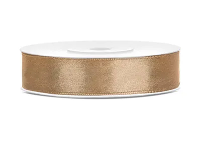 Produktbild von 25m Satin Geschenkband hellgold 12mm breit
