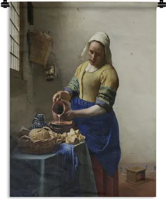 Produktbild von MuchoWow® Wandteppich Wandbehang Das Milchmädchen - Johannes Vermeer 150x200 cm Tapisserie Dekoration Wandtuch - Wandaufhängung - Moderner