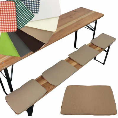 Produktbild von NYVI Bierbank Sitzkissen 36x25 cm NYVIGala 4er Set Beige - Komfortable Sitzpolster für Bierbänke - Bierbankkissen mit elastischer Klettband Befestigung - Polster Bierzeltgarnitur