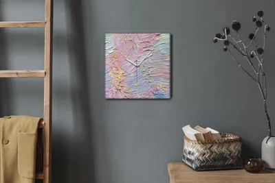 Produktbild von Coloray Hodiny Unikátní 30x30 cm  Tiché hodiny Pro obývací pokoj a kuchyň Nástěnné hodiny Plátno Bílé ručičky hodin - malování