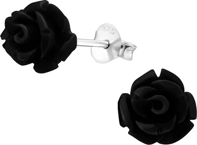 Produktbild von Rosen Ohrstecker: Ohrringe Silber 925 Schwarz