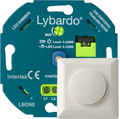 Produktbild von LED-Dimmer Lybardo Eco 3-125 Watt mit Abdeckrahmen | Universal | Unterputz | Phasenabschaltung