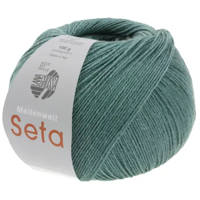 Produktbild von Lana Grossa MEILENWEIT 100 g SETA 4-fach Sockenwolle mit Seide, hochwertiges Garn Farbe 007 - Graugrün