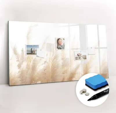 Produktbild von Magnetpinnwand Memoboard - Zubehörsatz - Schwarzer Marker + Schwamm + Magnete - 120 x 60 cm - Getreideabstraktion