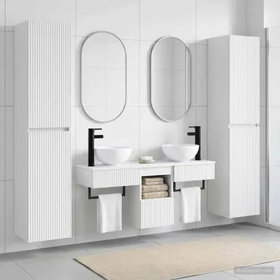 Zdjęcie produktu dla Zestaw mebli do łazienki Maison Exclusive, 5 elementów, biały, 33 x 34,5 x 160 cm