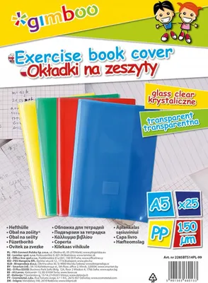 Zdjęcie produktu dla Krystaliczne okładki na zeszyt A5 mix kolorów 25 sztuk