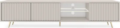Produktbild von Selsey Bello - TV-Element in Graubeige mit Lamellenfronten und goldenen Metallfüßen, 175 cm