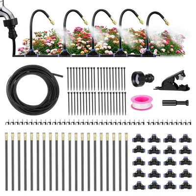 Image de Kit d'arrosage de 20 mètres, système d'irrigation, avec 20 buses réglables, pour jardin