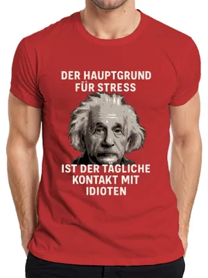 Produktbild von Stress durch täglichen Kontakt mit Idioten sarkastisch lustig Herren T-Shirt, Rot, XXL