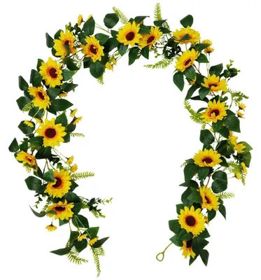 Produktbild von Künstliche Sonnenblumen Girlande 1.95m mit Lichterkette 20 LEDs batteriebetrieben