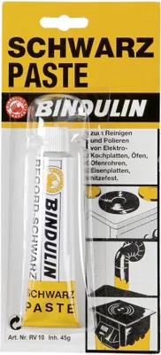 Produktbild von BINDULIN H.L. Schönleber GmbH Ofenschwärze, schwarz, 45g Tube, hitzebeständig, Rostschutz, für Öfen, Elektroplatten, Metall & Kunststoff, Innenbereich, matt oder glänzend