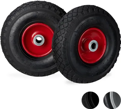 Produktbild von relaxdays 2 x Sackkarrenrad 3.00-4 schwarz-rot