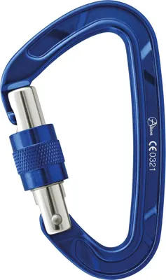 Blauer Alukarabiner D CLASSIC Screw von Aliens; geeignet für Klettern; mit Schraubverschluss.