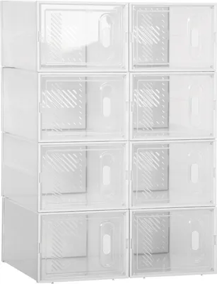 Produktbild von Schuhschrank Diy Steckregal Mit 8 Fächern, Rechteckige Schuhablage, Kunststoff, Transparent, 25X35X19Cm