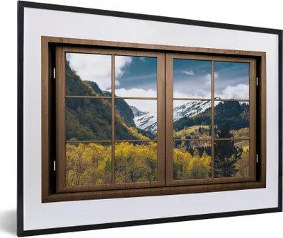 Produktbild von MuchoWow® MuchoWow® Gerahmtes Poster Aussicht - Schnee - Berg 60x40 cm - Poster mit zchwarzem Bilderrahmen - Schlafzimmer - Plakat in Rahmen - Drucken