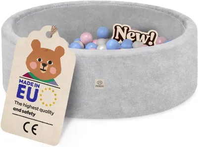 Produktbild von MISIOO Bällebad Baby 90x30 cm mit 200 Bällen Ø6 cm – Kinder Bällebad Rund, Weicher Schaumstoff, Bezug Abnehmbar Waschbar, Indoor Spielpool