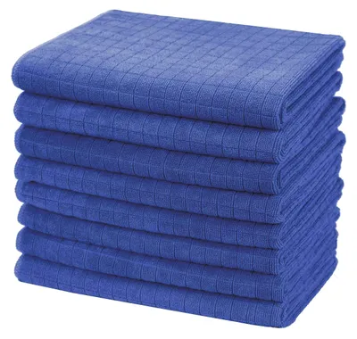Produktbild von Set mit 8 Mikrofaser-Geschirrtüchern, weich, super saugfähig und fusselfrei, 45 x 65 cm (Palastblau)
