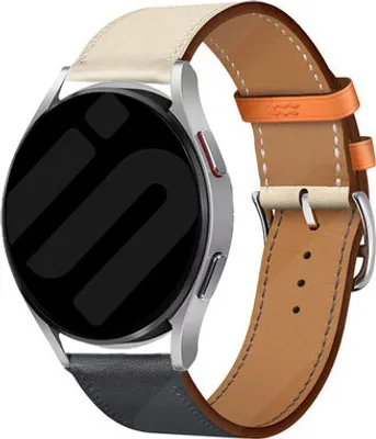 Produktbild von Strap-it Samsung Galaxy Watch 6 - 40mm Leder Armband (Weiß/Dunkelblau)