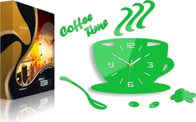 Produktbild von ModernClock, Küchenuhr, Uhrentasse, Wanduhr, 64cm x 43cm, grün, 3D-Wanduhr