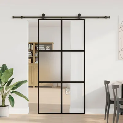 Obrázek produktu pro vidaXL Posuvné dveře s kováním 102,5x205 cm tvrzené sklo a hliník