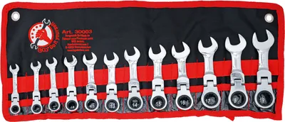 Obrázek produktu pro KRAFTMANN 30003 Sada ráčnových klíčů, extra krátká, 12 ks.