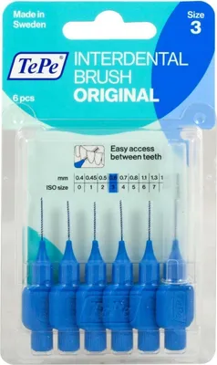 Image de Brosse interdentaire bleue 0,6 mm blister 6 pièces.