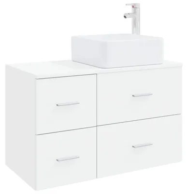 Image de vidaXL Ensemble de meubles de salle de bain, 2 pièces, blanc, en bois composite